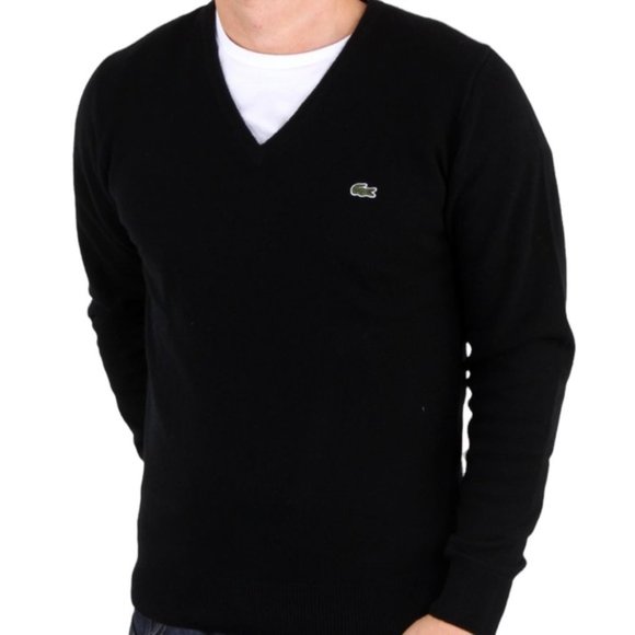 Lacoste Other - Lacoste Black V-Neck Knit Pullover Sweater Cotton Size 3/XS Men's